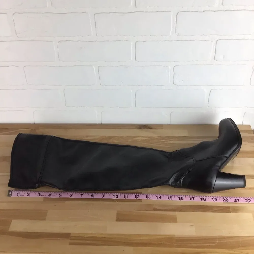EUROSUOLE Italia Genuine leather Italian over the knee High-boots black 6 - Picture 10 of 15